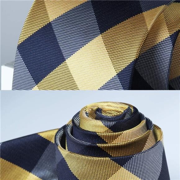 Ties for Men Formal Business Plaid Checked Mens Ties and Pocket Square Set - Picture 6 of 7